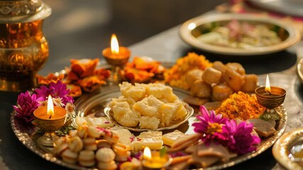 Poster - A plate of food on a table with candles
