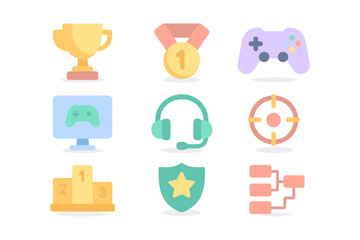 Gaming icons vector illustration for poster design in flat colorful style