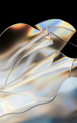 Fototapete - Flowing transparent multilayer cloth background, 3d rendering.