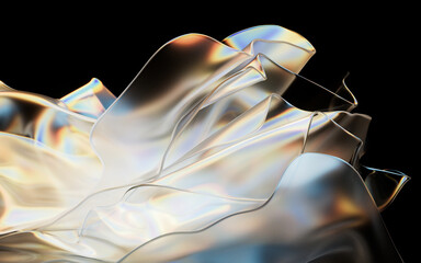Fototapete - Flowing transparent multilayer cloth background, 3d rendering.