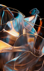 Poster - Flowing transparent multilayer cloth background, 3d rendering.