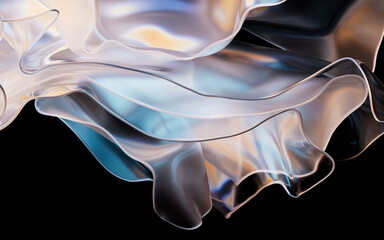 Fototapete - Flowing transparent multilayer cloth background, 3d rendering.
