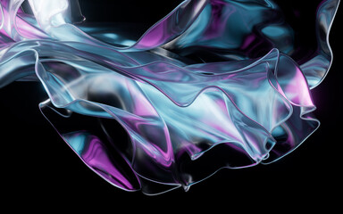 Fototapete - Flowing transparent multilayer cloth background, 3d rendering.