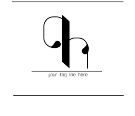 Poster - AH Script Style Monogram – Hand-drawn A and H Alphabet Logo