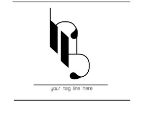 Poster - H and B Overlapped Logo – Sophisticated Alphabet Calligraphy Emblem