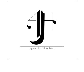 Poster - Minimalist AH Logo – Flat Monogram of A and H in Calligraphy Style