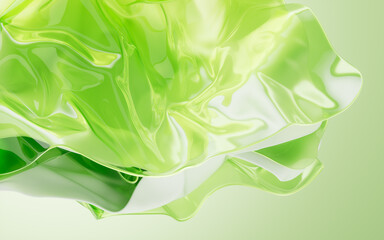 Poster - Flowing transparent green multilayer cloth background, 3d rendering.