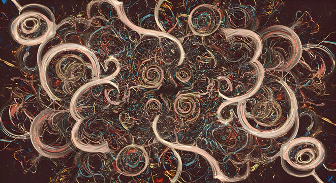 Abstract Swirling Pattern Intricate Beige and Brown Fractal Art