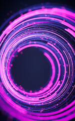 Poster - Rotating glowing purple vortex lines and particles background, 3d rendering.
