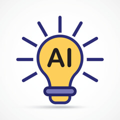 Fototapete - AI Idea Light icon – Artificial Intelligence Innovation Concept, Smart Thinking AI,  Innovation Bulb, Vector sign. Symbol, logo illustration. Vector graphics for Presentation and other