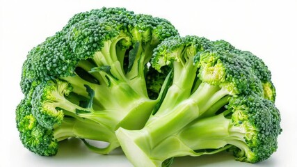 Poster - A close-up shot of a single piece of broccoli on a white background