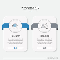 Poster - Business infographic template. 2 Step timeline journey. Process diagram, 2 options on white background, Infograph elements vector illustration.