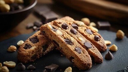Aufkleber - A pair of cookies sitting on a dark-colored plate, perfect for a whimsical or mysterious scene