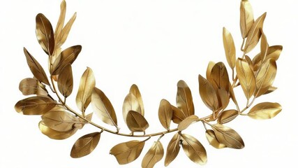 Aufkleber - A beautiful gold leafed wreath on a clean white background, perfect for decorating and design