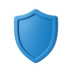 Poster - Blue 3D shield icon floating, symbolizing protection, security, privacy, and defense, isolated on black