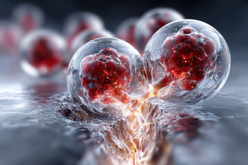 Poster - Molecular fusion depicted in stunning detail with glowing elements in laboratory setting