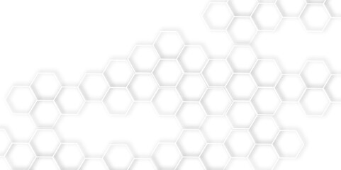 Fototapete - Abstract geometric technology 3d white light structure technology out line hexagon polygonal honeycomb luxury pattern vector background.