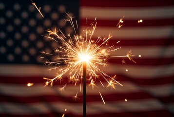 Wall Mural - american flag sparkler