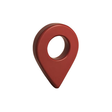Red-brown rounded pointer, 3D rendering, for maps. Black backdrop
