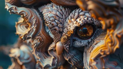 Poster - A detailed view of a bronze or stone sculpture of an owl, often symbolic of wisdom and insight