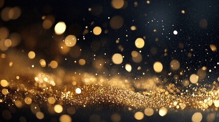 Poster - Abstract Background with Bokeh Golden Light Defocused and Sparkle for Festive Event Decoration