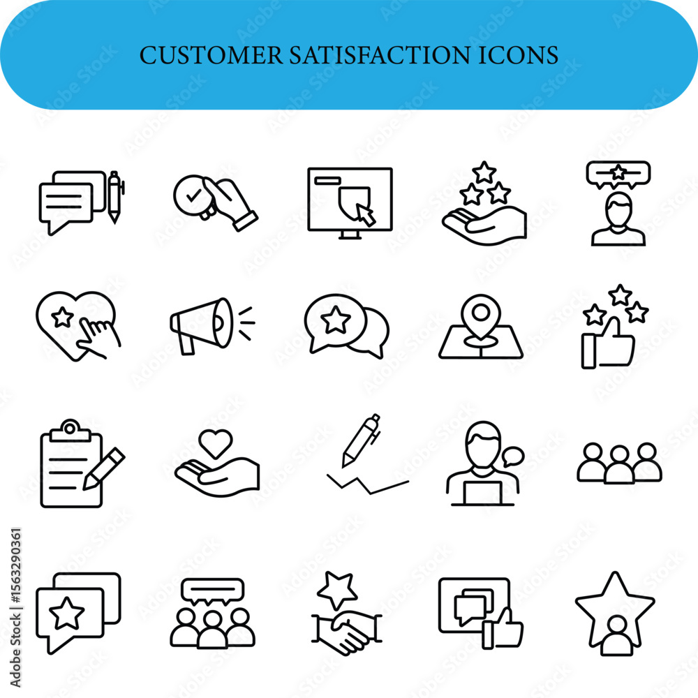 Customer satisfaction set of web icons in line style. Feedback icons ...