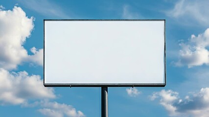 Poster - A blank billboard stands out against a cloudy blue sky, providing a clean and simple backdrop for various uses