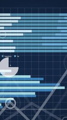 Poster - Animation of diverse graphs and financial data on navy background