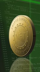 Poster - Animation of coin with nft and data processing over servers