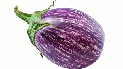 Poster - A single purple eggplant sitting on a plain white background, perfect for food or ingredient illustrations