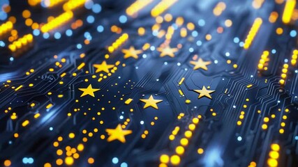 Aufkleber - A close-up view of a circuit board featuring a star-shaped design