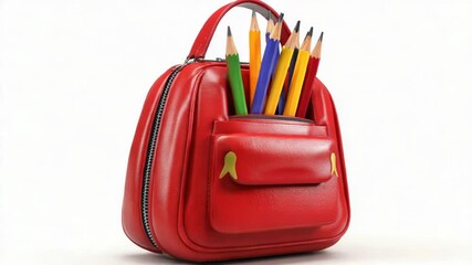 Poster - A close-up shot of a red purse containing pencils