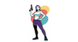 © Md Sorif - Stylish retro sci fi heroine ready for action with futuristic weapon and bold colors