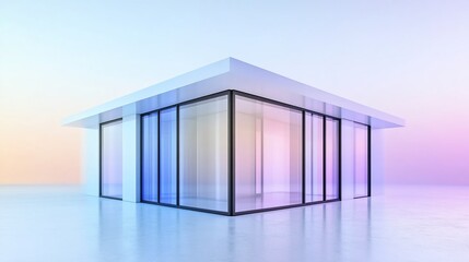 Aufkleber - Minimalist modern building with glass walls and soft gradient background design