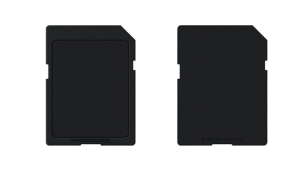 Poster - Black sd memory card front and back view isolated on transparent background