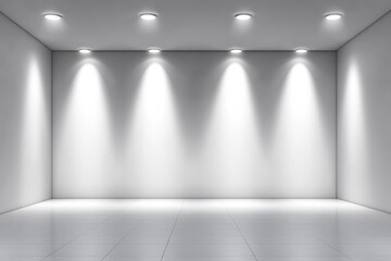 Poster - Bright Spacious Room Interior with Focused Lighting for a Minimal Design Presentation Effect