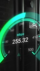 Poster - Animation of data processing and server room over speedometer