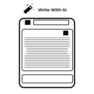 Vector illustration of someone writing
with the help of artificial intelligence,
showing AI-generated text,
flat art design style.