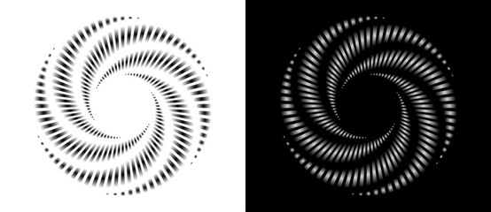 Poster - Abstract background with lines in circle. Art design spiral as logo or icon. A black figure on a white background and an equally white figure on the black side.