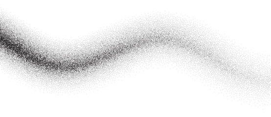 Poster - Abstract art background with dots. Waves with stipple effect with chaotic noise. Black dots on white background.