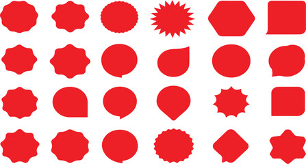 Aufkleber - A collection of various red geometric shapes arranged in a grid pattern
