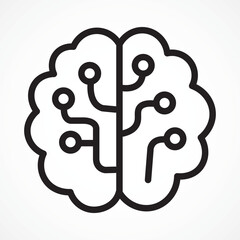 Fototapete - Brain Circuit Icon with white background, Artificial Intelligence Neural Structure for Smart Thinking and Digital Processing, Vector sign. Symbol, logo illustration. Vector graphics