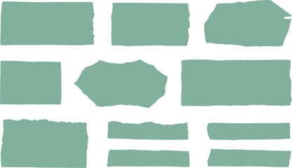 Poster - Sage Green Torn Paper Pieces: Abstract Collage Elements for Design,  Minimalist Aesthetic,  Textured Background,  Blank Notepads,  Rustic Style,  Hand-Torn Edges,  Modern Design,  Creative Templates.