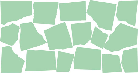 Poster - Abstract sage green torn paper collage; minimalist, fragmented design; calm, serene mood; ideal for branding, social media, and website backgrounds.