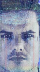 Poster - Portrait of man with computer servers in tech room