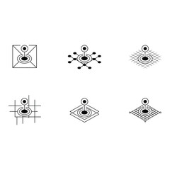 Poster - Abstract Network Icons Geometric Location Point Symbols Minimalist Black and White Design Modern Technology Concept