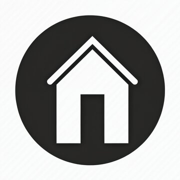 Homepage icon in black, white. House symbol design for web, app interfaces, user experience. Minimalist style, modern graphic element, web design resources. Perfect for real estate, property,