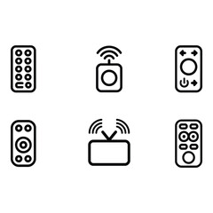 Poster - Collection of Modern Minimalist Remote Control Icons Wireless Smart TV and Classic Designs