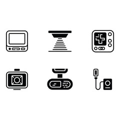 Poster - Collection of Six Minimalist Black Medical Device Icons Modern Flat Design Healthcare Technology