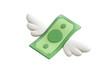 © StudioX - Cartoon money with wings floating against a transparent background